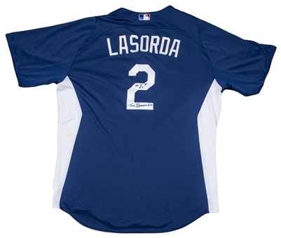 Tommy Lasorda Autographed and Worn LA Dodgers Batting Practice Jersey (PSA/DNA & Lasorda LOA)